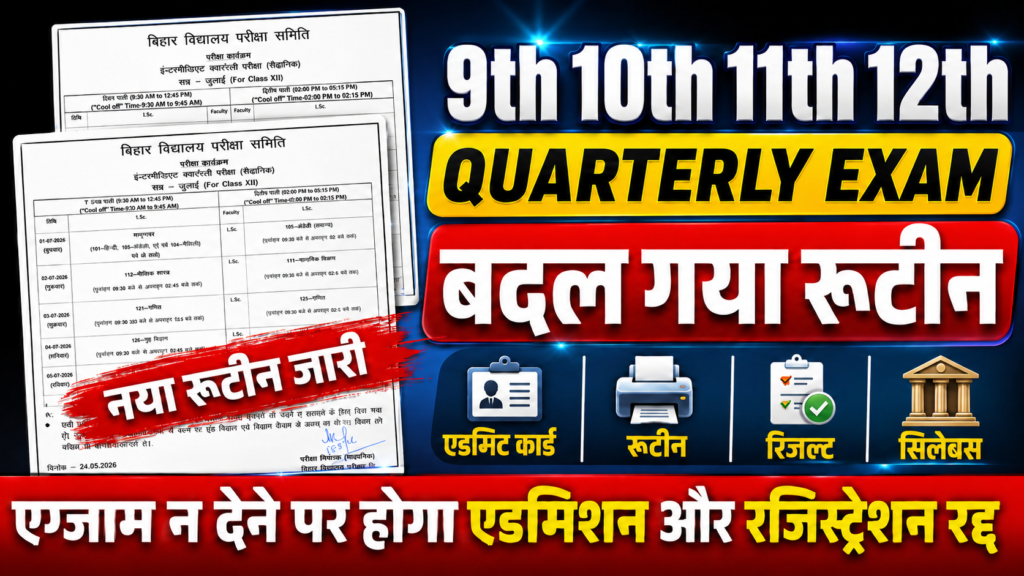 class 9th 10th 11th 12th quarterly exam routine download 2026