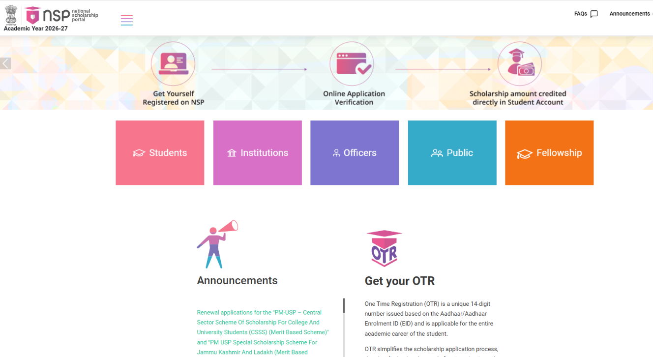 nsp scholarship portal